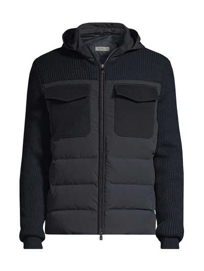 Shop Corneliani Tech Quilted Down Jacket In Bom Navy