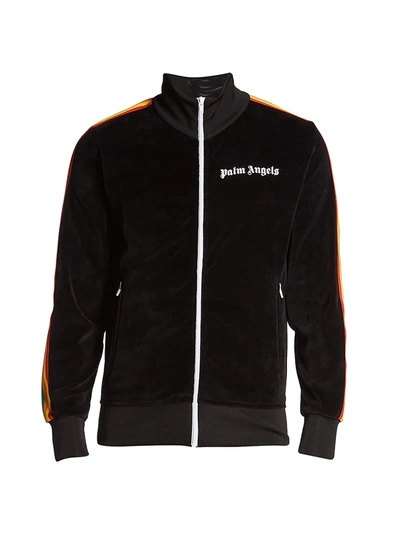 Shop Palm Angels Men's Rainbow Chenille Track Jacket In Black White