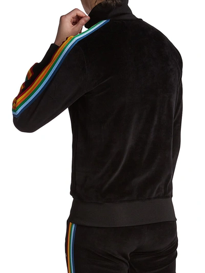 Shop Palm Angels Men's Rainbow Chenille Track Jacket In Black White