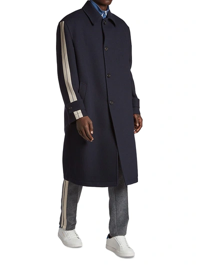 Shop Palm Angels Track Tailored Wool Coat In Black Blue