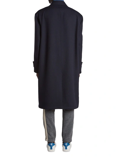 Shop Palm Angels Track Tailored Wool Coat In Black Blue