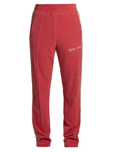 Shop Palm Angels Corduroy Fleece Track Pants In Burgundy Beige