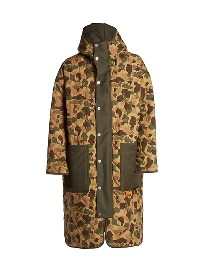 Shop Palm Angels Quilted Camouflage Parka In Military Orange