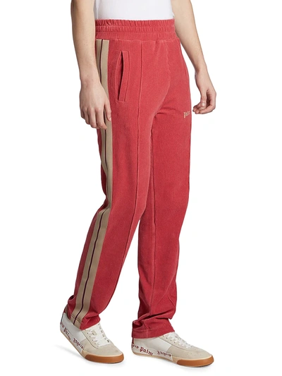 Shop Palm Angels Corduroy Fleece Track Pants In Burgundy Beige