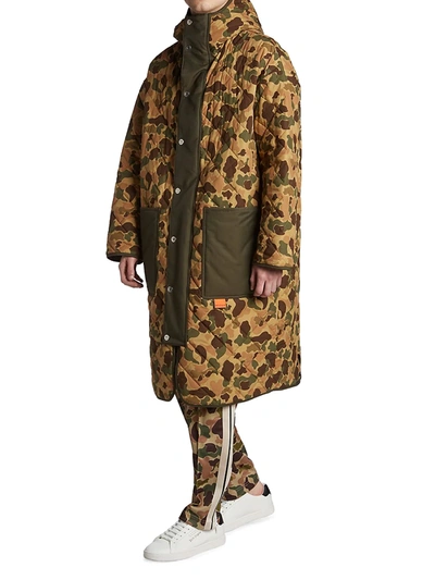 Shop Palm Angels Quilted Camouflage Parka In Military Orange