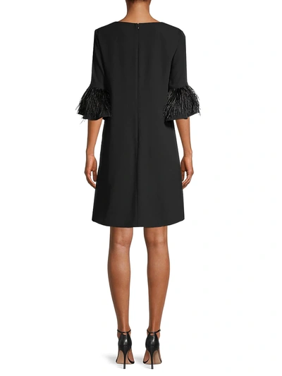 Shop Aidan Mattox Women's Feathered Trapeze Dress In Black