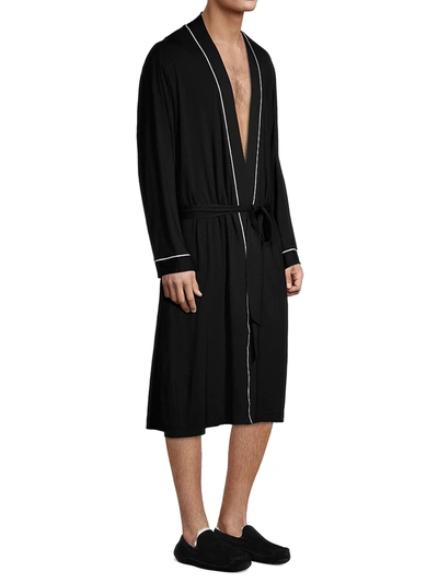 Shop Eberjey Men's William Modal Robe In Black Ivory