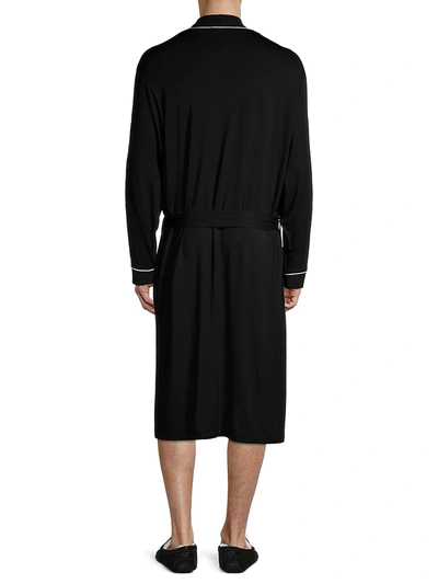 Shop Eberjey Men's William Modal Robe In Black Ivory