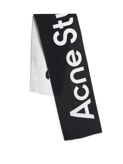 Shop Acne Studios Men's Reversible Logo Scarf In Black White