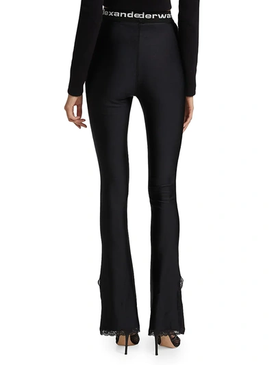 Alexander Wang T Lace-trimmed Stretch-jersey Flared Leggings In Black