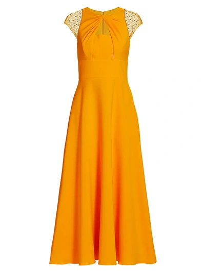 Shop Theia Women's Raegan Stretch-crepe Dress In Marigold