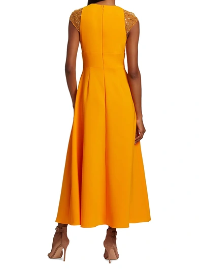 Shop Theia Women's Raegan Stretch-crepe Dress In Marigold