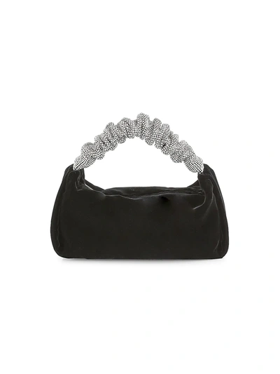 Shop Alexander Wang Women's Mini Scrunchie Velvet Top Handle Bag In Black
