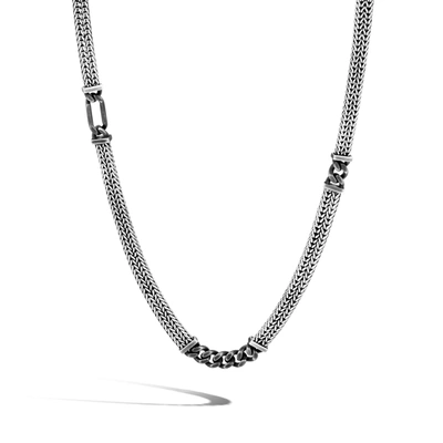 Shop John Hardy Rata Chain Curb Station Necklace In Silver