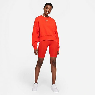 Shop Nike Women's Sportswear Essential Bike Shorts In Chile Red/white