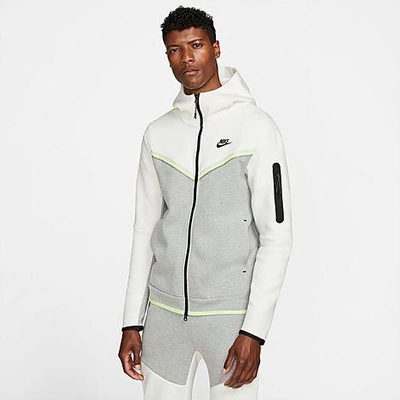 Shop Nike Men's Sportswear Tech Fleece Taped Full-zip Hoodie In Sail/dark Grey