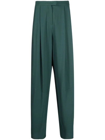Shop Emporio Armani Pleated-waist Trousers In Green