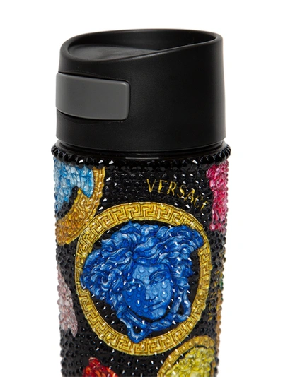Shop Versace Embellished Medusa Travel Mug Multicolor And Black
