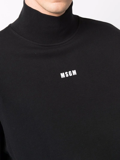 Shop Msgm Logo-print High-neck Sweatshirt In Purple