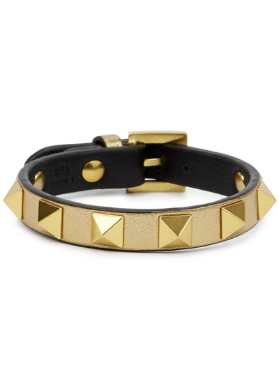 Shop Valentino Garavani Rockstud Gold Leather Bracelet