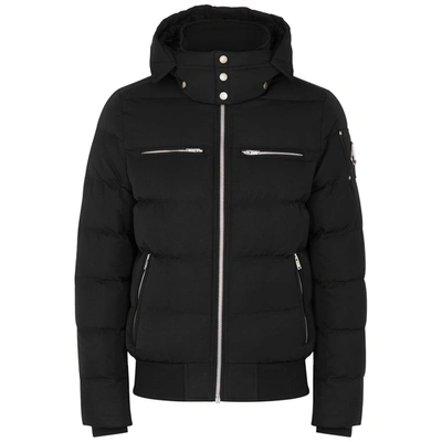 Shop Moose Knuckles Peace River Black Hooded Cotton-blend Jacket