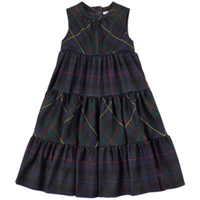 Shop Dolce & Gabbana Green Mixed Tartan Midi Dress In Navy