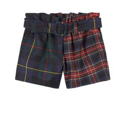 Shop Dolce & Gabbana Red Mixed Tartan Shorts In Navy
