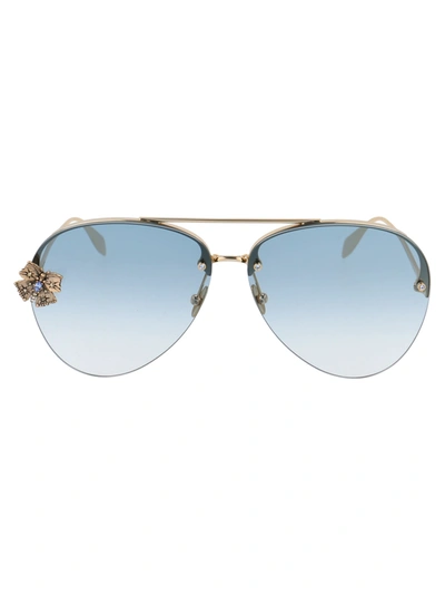 Shop Alexander Mcqueen Am0272s Sunglasses In 001 Gold Gold Blue