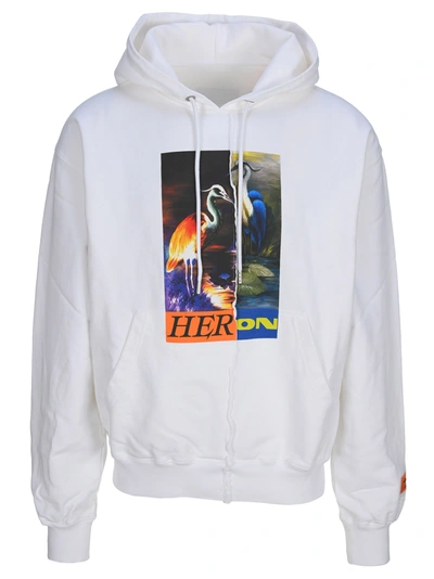 Shop Heron Preston Split Graphic Hoodie In White