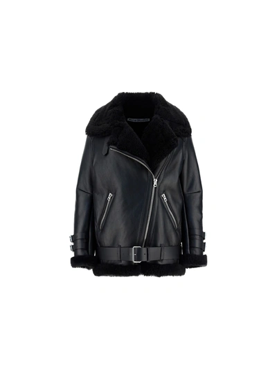 Shop Acne Studios Leather Shearling Jacket In Black/black
