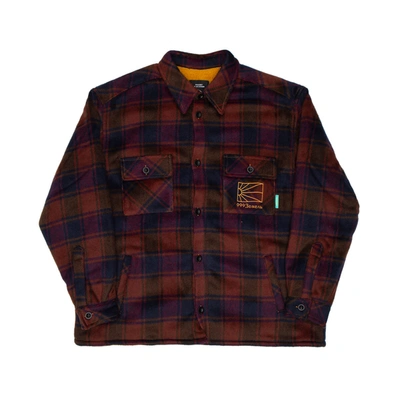Shop Paccbet Sherpa Lined Shirt In Red