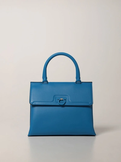 Shop Ferragamo Handbag Salvatore  Trifolio Handbag In Leather In Royal Blue