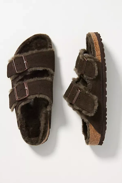 Shop Birkenstock Arizona Shearling-lined Sandals In Brown