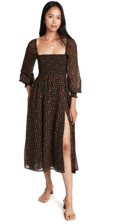 Shop Opt O. P.t Classic Smocked Maxi Dress Black Floral