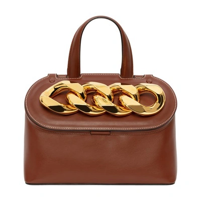 Shop Jw Anderson Chain Lid Bag In Chocolate Brown