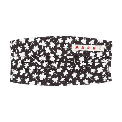 Shop Marni Micro Flowers Print Cotton Face Mask Cover In Black