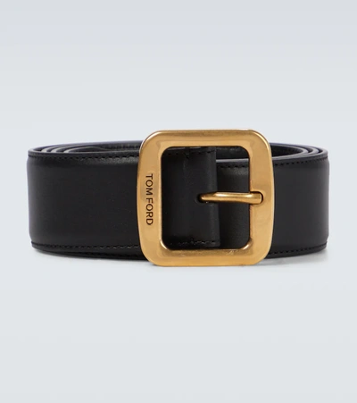 Shop Tom Ford Leather Belt In Black