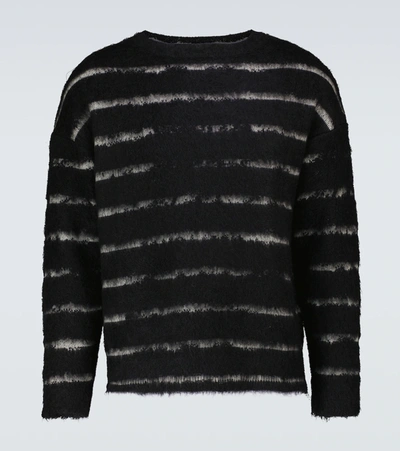 Shop Saint Laurent Mohair-blend Crewneck Sweater In Black