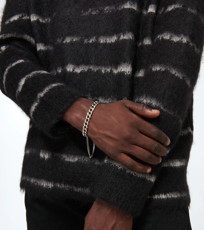 Saint Laurent Silver Gourmette Cuff Bracelet In Silver