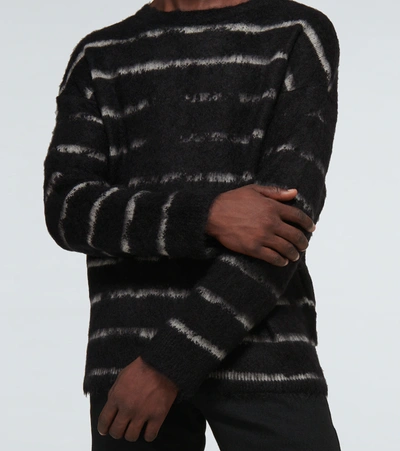 Shop Saint Laurent Mohair-blend Crewneck Sweater In Black