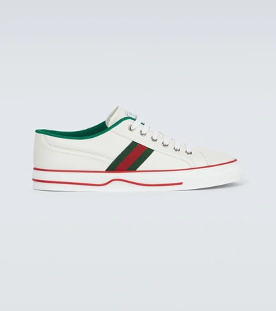 Shop Gucci Tennis 1977 Leather Sneakers In White