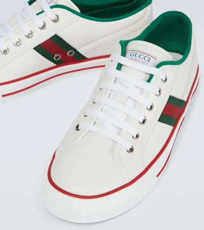 Shop Gucci Tennis 1977 Leather Sneakers In White