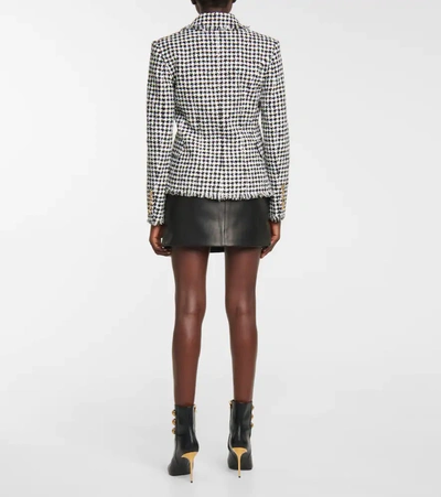 Shop Balmain Houndstooth Tweed Blazer In Black