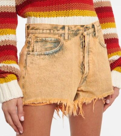 Shop Alanui Valparaiso High-rise Denim Shorts In Orange