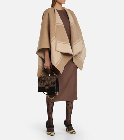 Shop Fendi Wool And Cashmere Poncho In Beige