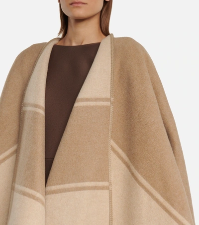 Shop Fendi Wool And Cashmere Poncho In Beige