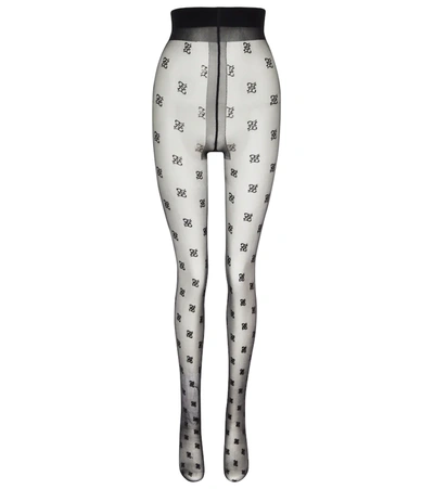 Shop Fendi Logo Tights In Black