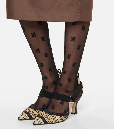 Shop Fendi Logo Tights In Black