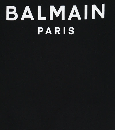 Shop Balmain Logo Cotton Sweatshirt In Black