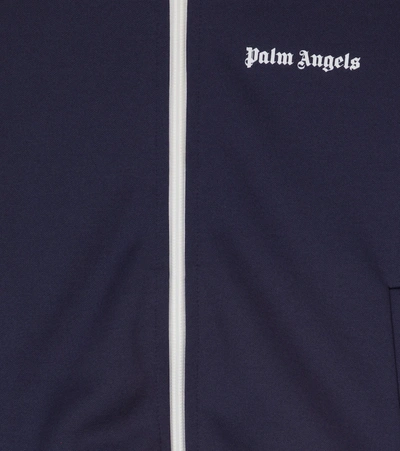 Shop Palm Angels Zipped Logo Sweatshirt In Blue